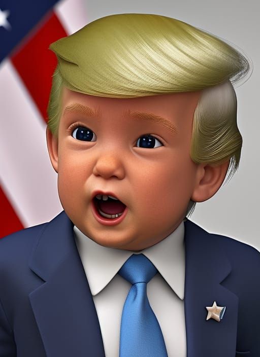 Adorable Baby Donald Trump: 3D Digital Art