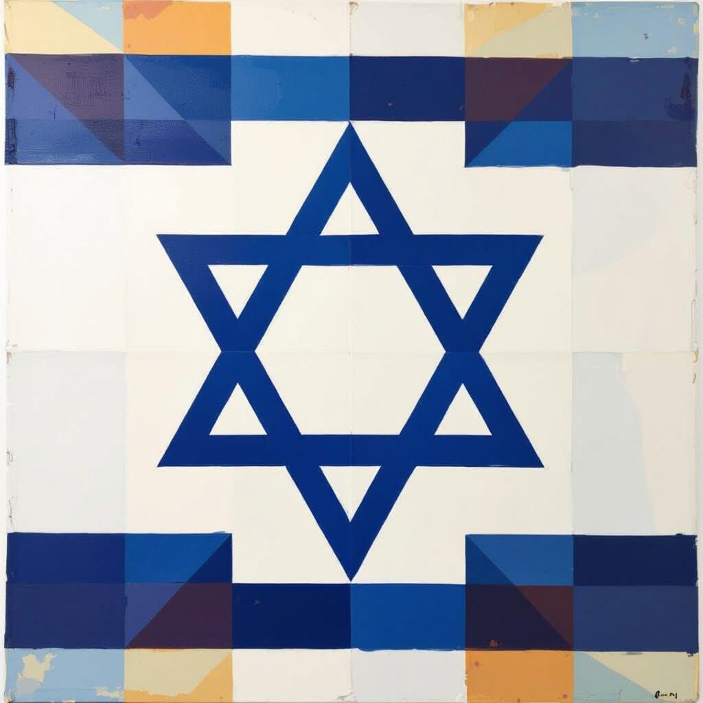 Stylized Israeli Flag in Op Art Style