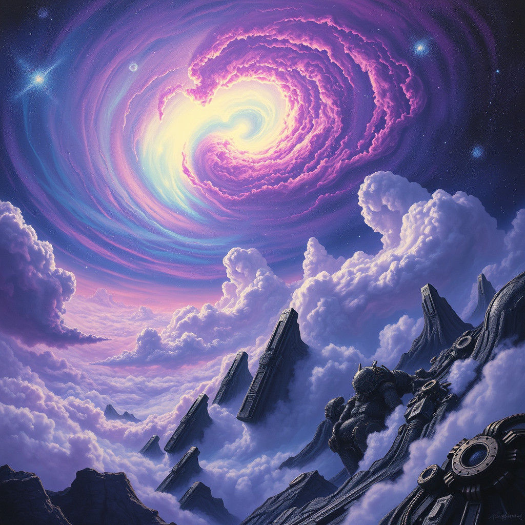 Cosmic Galaxy Landscape in Surreal Biomechanical Style