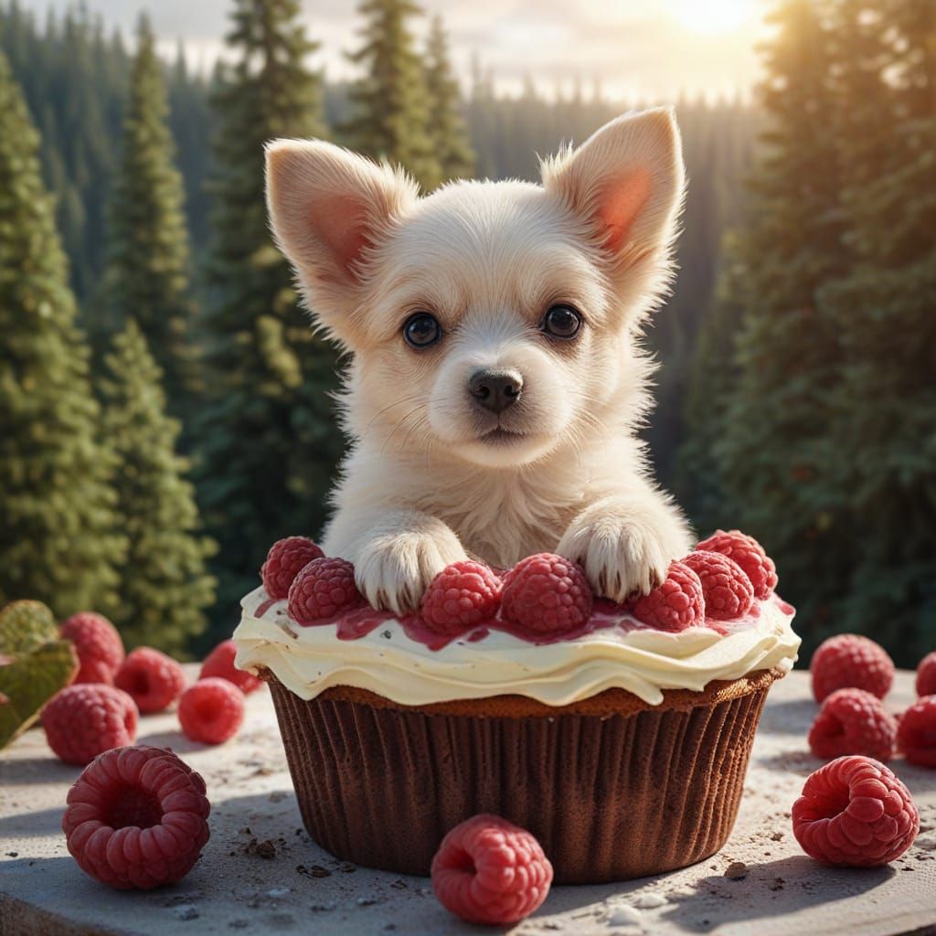 Whimsical Forest Muffin Wonderland in Scandinavian Sunrise
