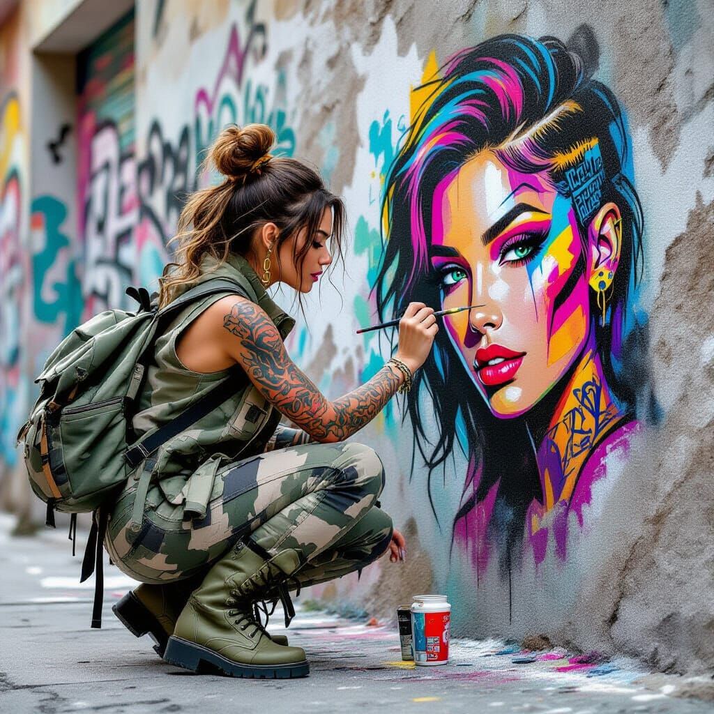 Female Graffiti Artist Creates Vibrant Mural in Inksplash St...