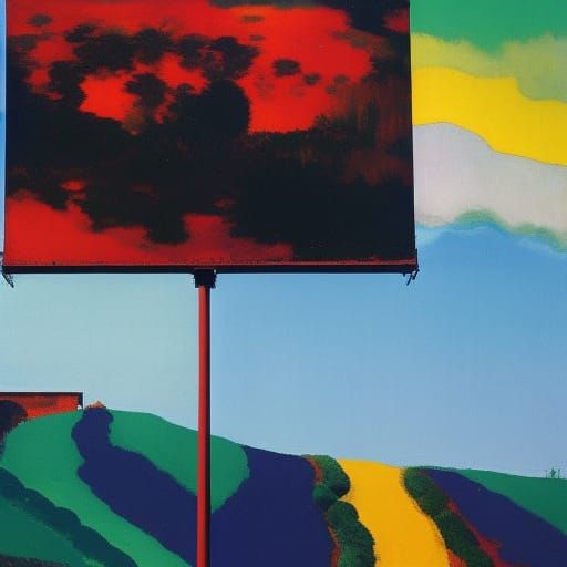 Abstract Expressionist Billboard in Modernist Style