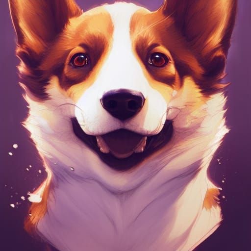 Corgi Cerberus Portrait in Artgerm Style