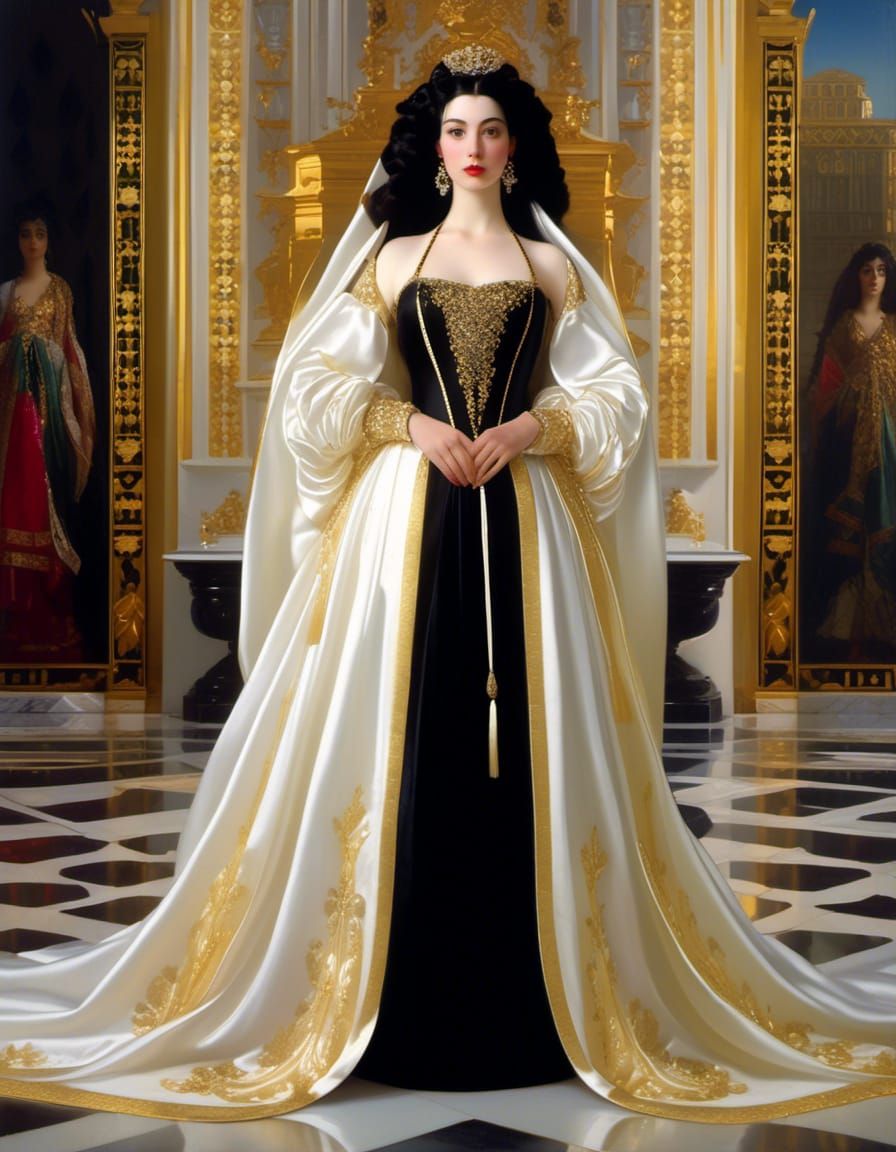 Beautiful Woman with Oily Hair as Oil Painting