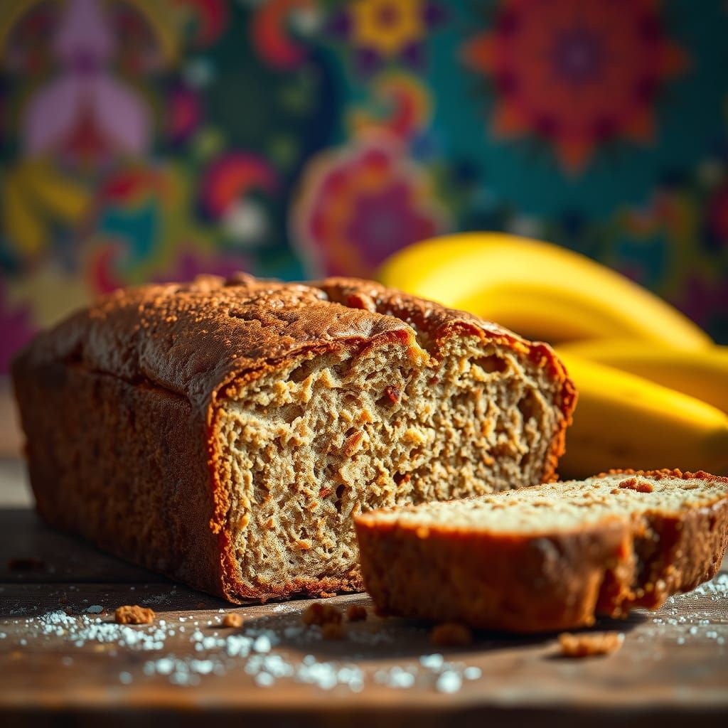 Surreal Banana Bread Still Life in Vibrant, Hyperrealistic D...