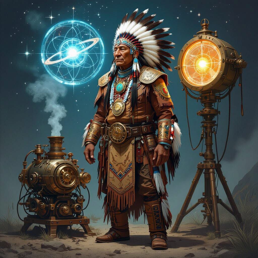 Steampunk Native American Elder Astronomer