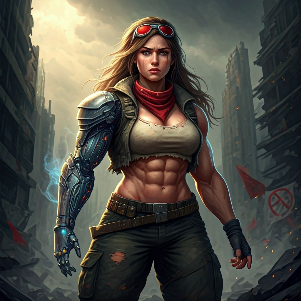 Molly Hayes in Dystopian Ruins: A Digital Painting