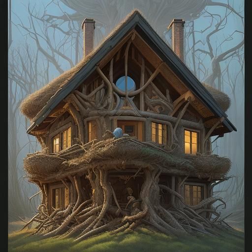 House Nests in Comic Book Art Style