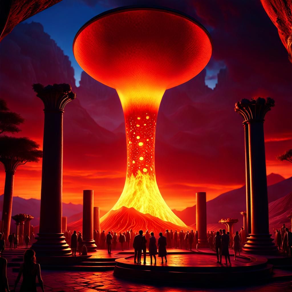 A futuristic skyscraper height public lava lamp in Pompeii under consideration as a memorial to those Vesuvius killed