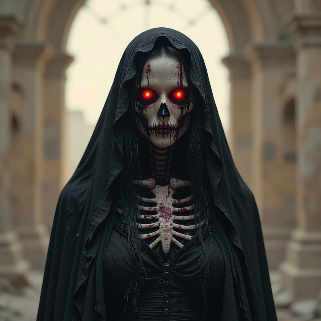 Onyx Woman of Decay in Gothic Horror Style