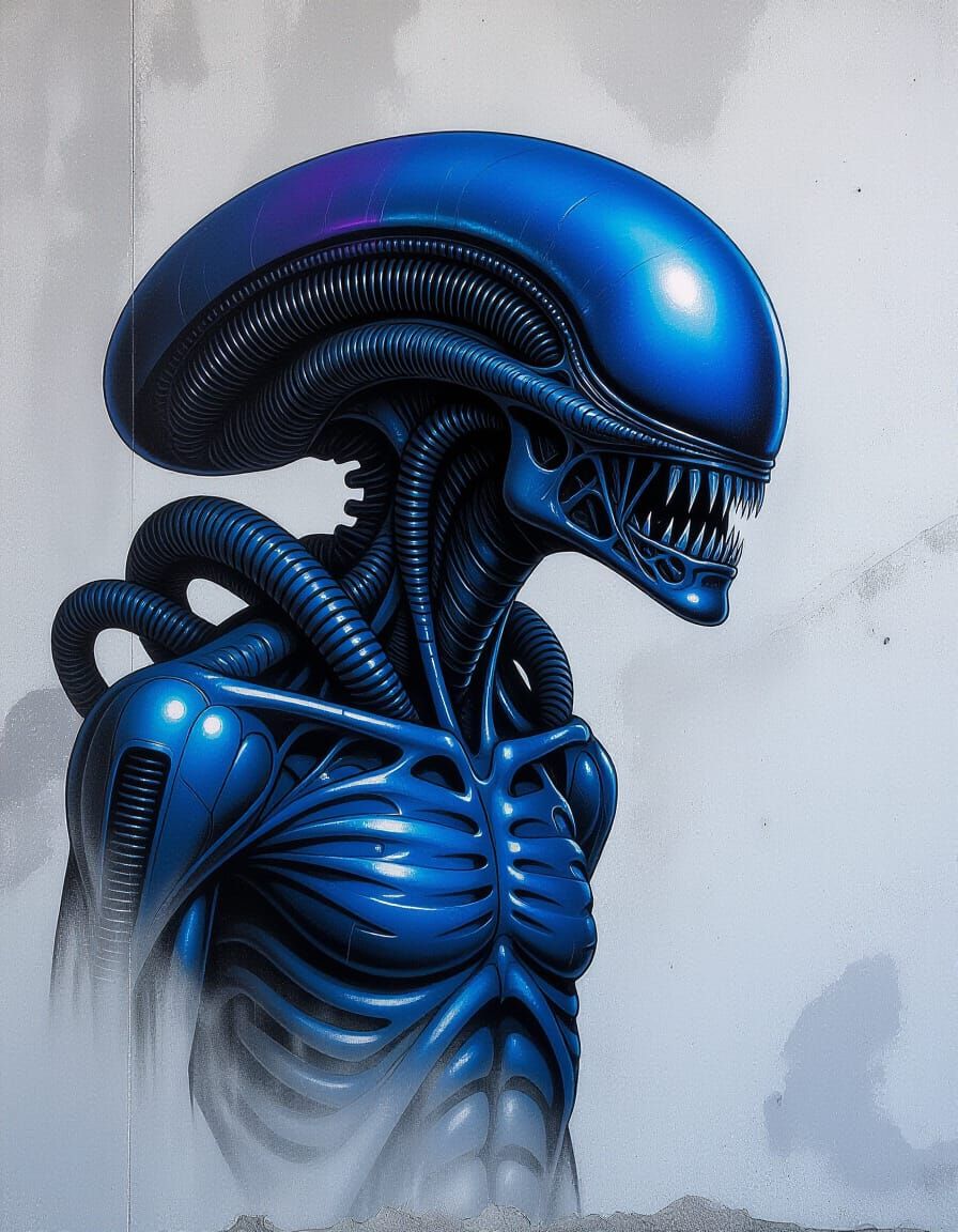 Biomechanical Alien Airbrush Art in Giger Style