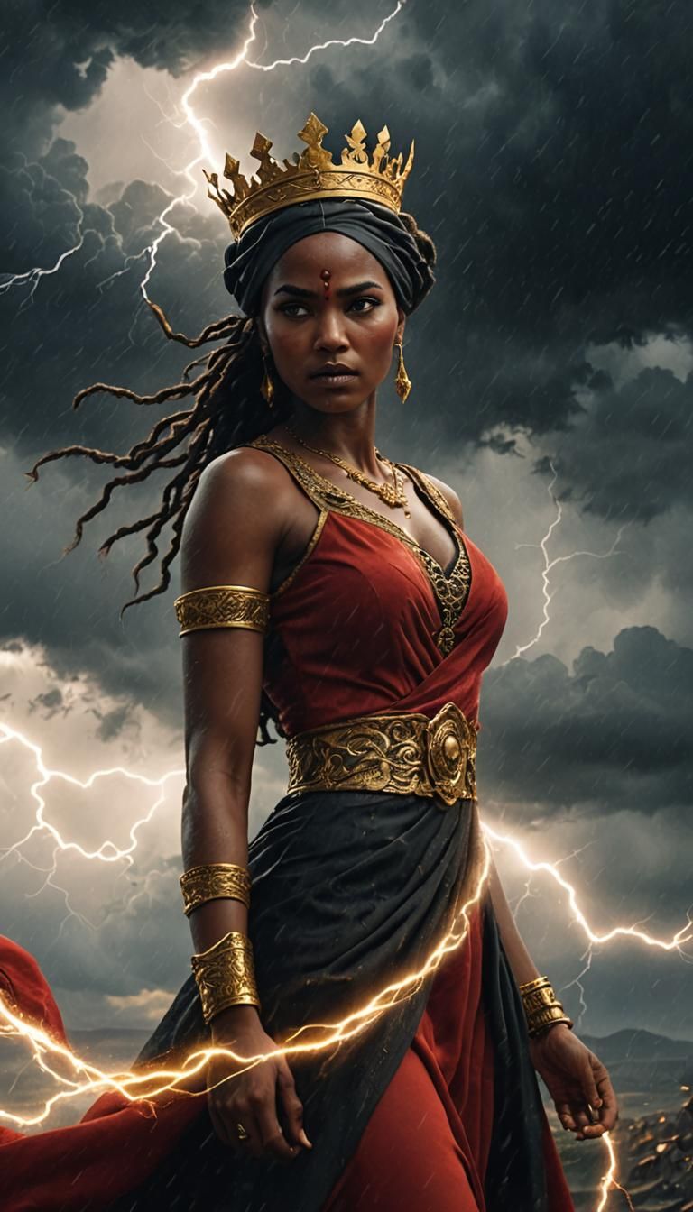 Black Woman in Red Dress: Fantasy Art