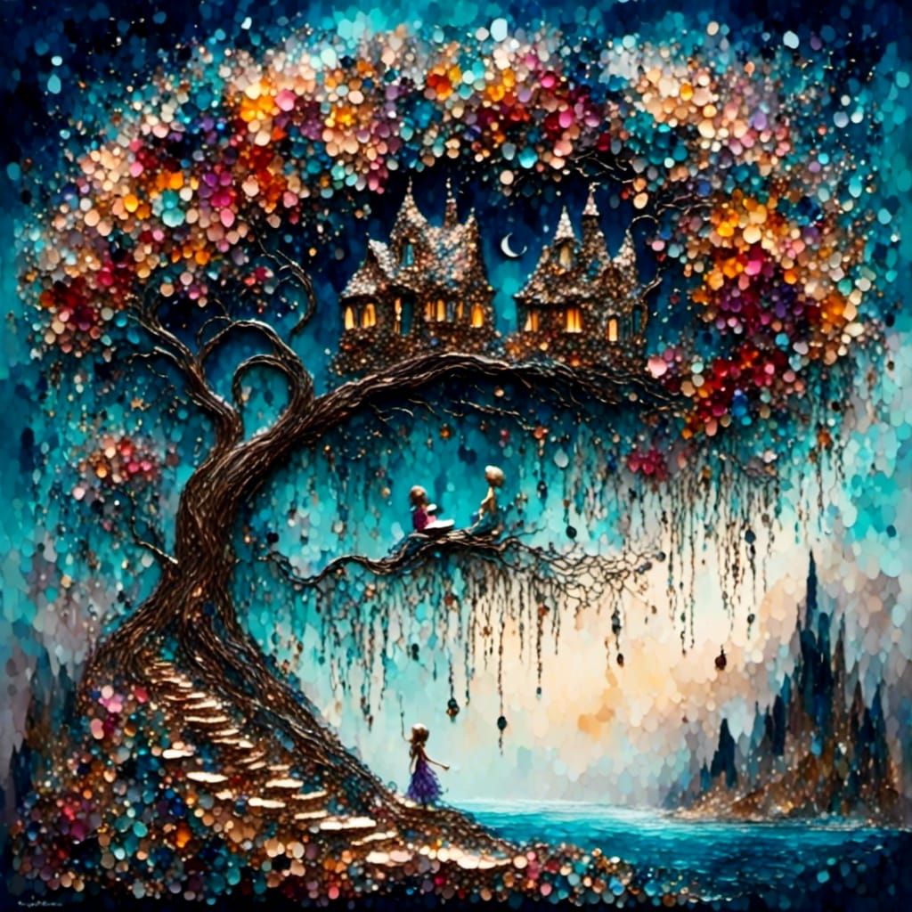 Floating Island Fairy Tale in Surreal Style