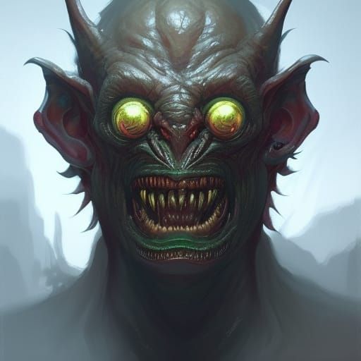 Eldritch Demonic Goblin Portrait in Hyperdetailed Style