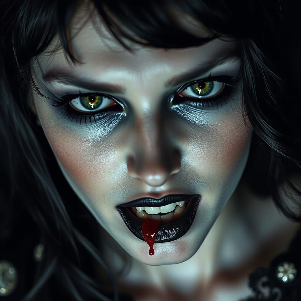 Seductive Vampire Goddess in Dark Gothic Elegance