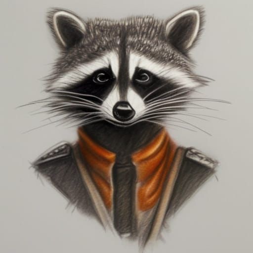 Fantasy Pencil Sketch of Humanoid Raccoon