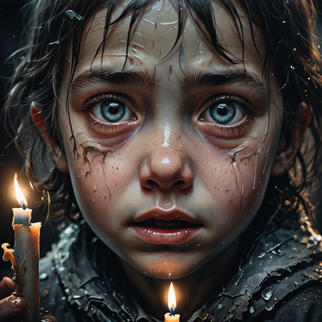 Child's Anguish: A Surrealist Horror Portrait