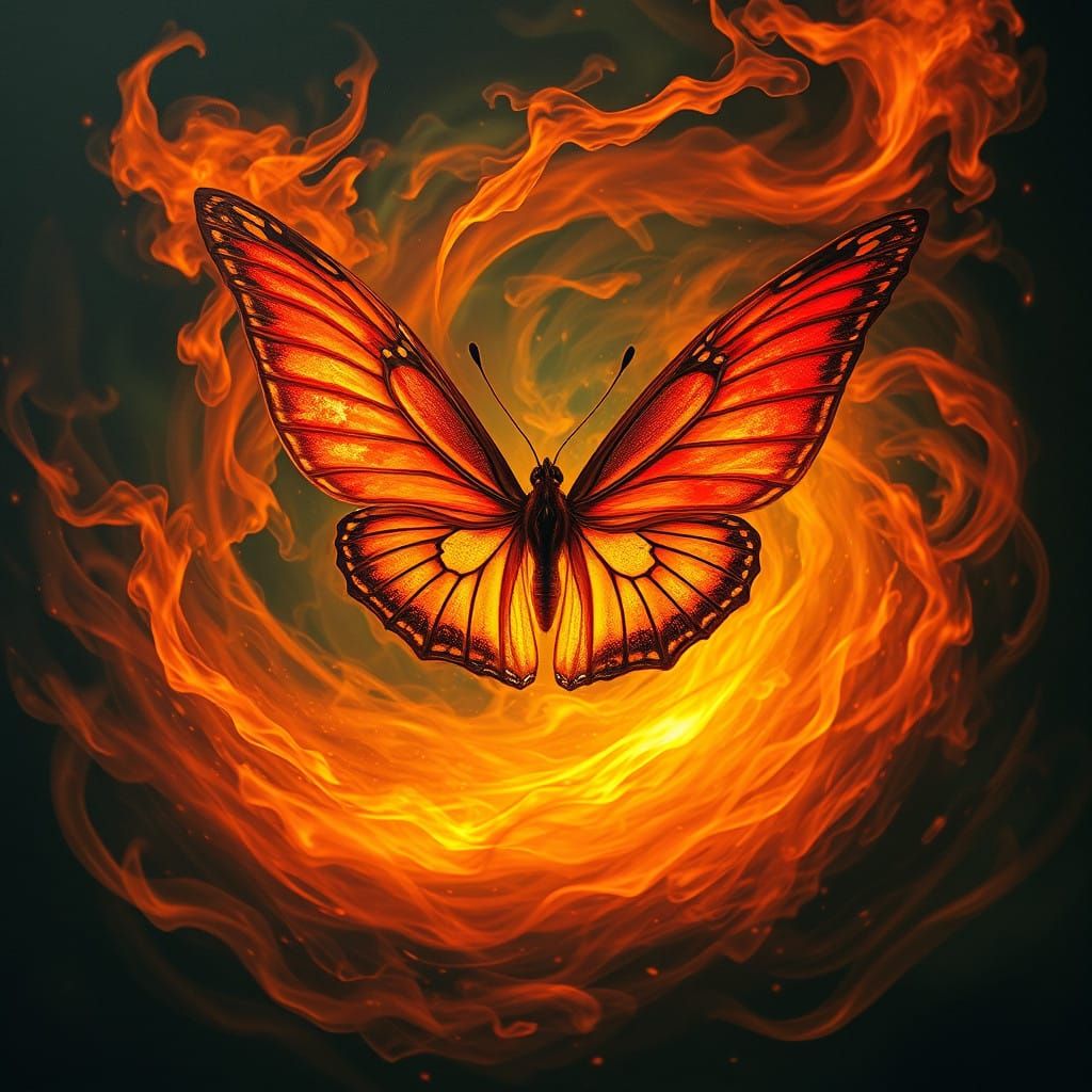Crimson Butterfly in Infernal Vortex