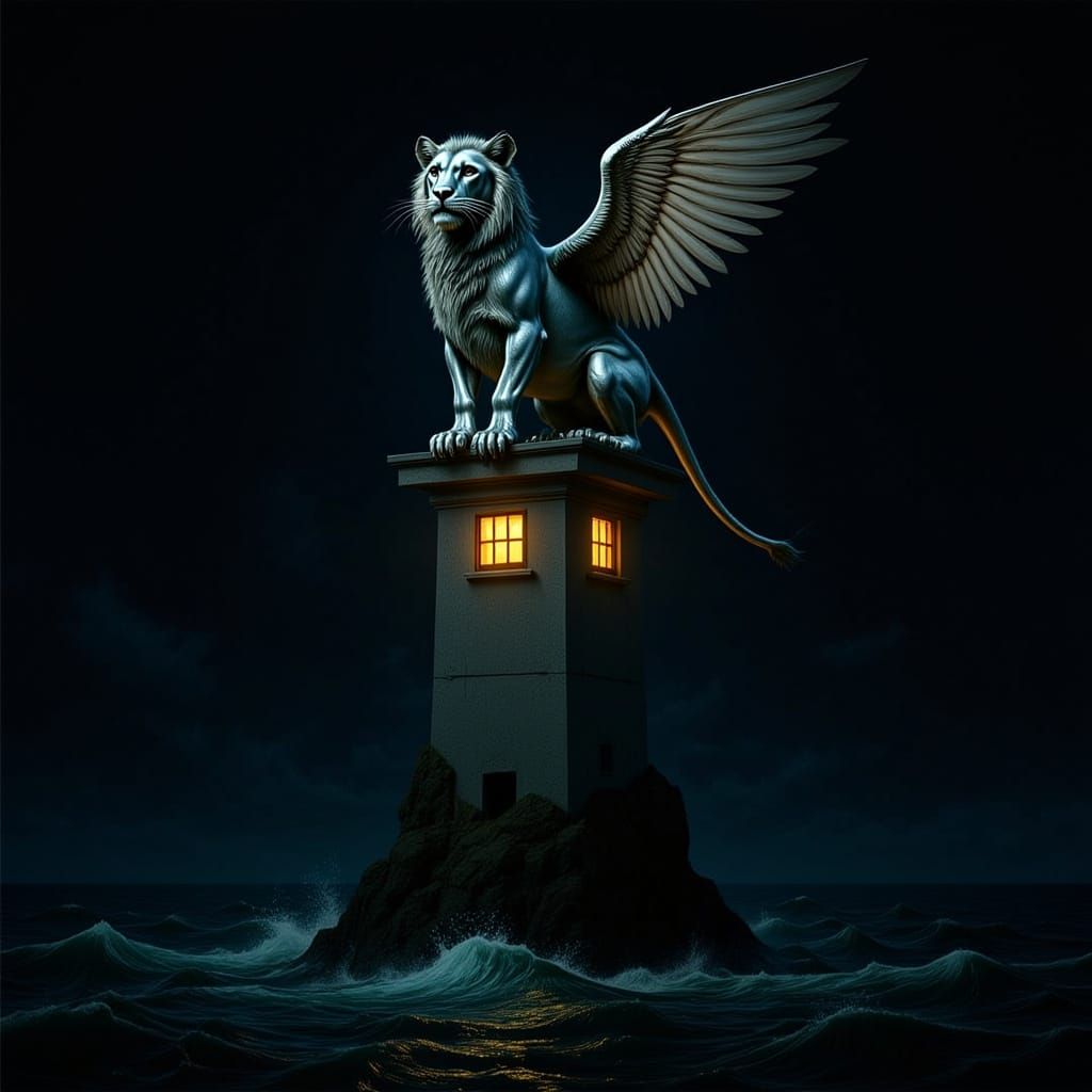 Winged Lion on Lighthouse: Renaissance Meets Industrial