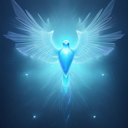 Neon Water-Bird in Optical Fiber with Indigo Gradient