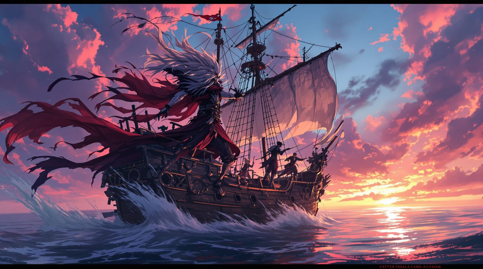 Anime Pirate vs Samurai on Ship