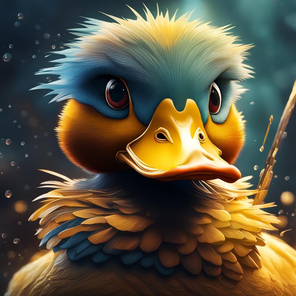 Angry Fluffy Duck: Detailed Matte Painting