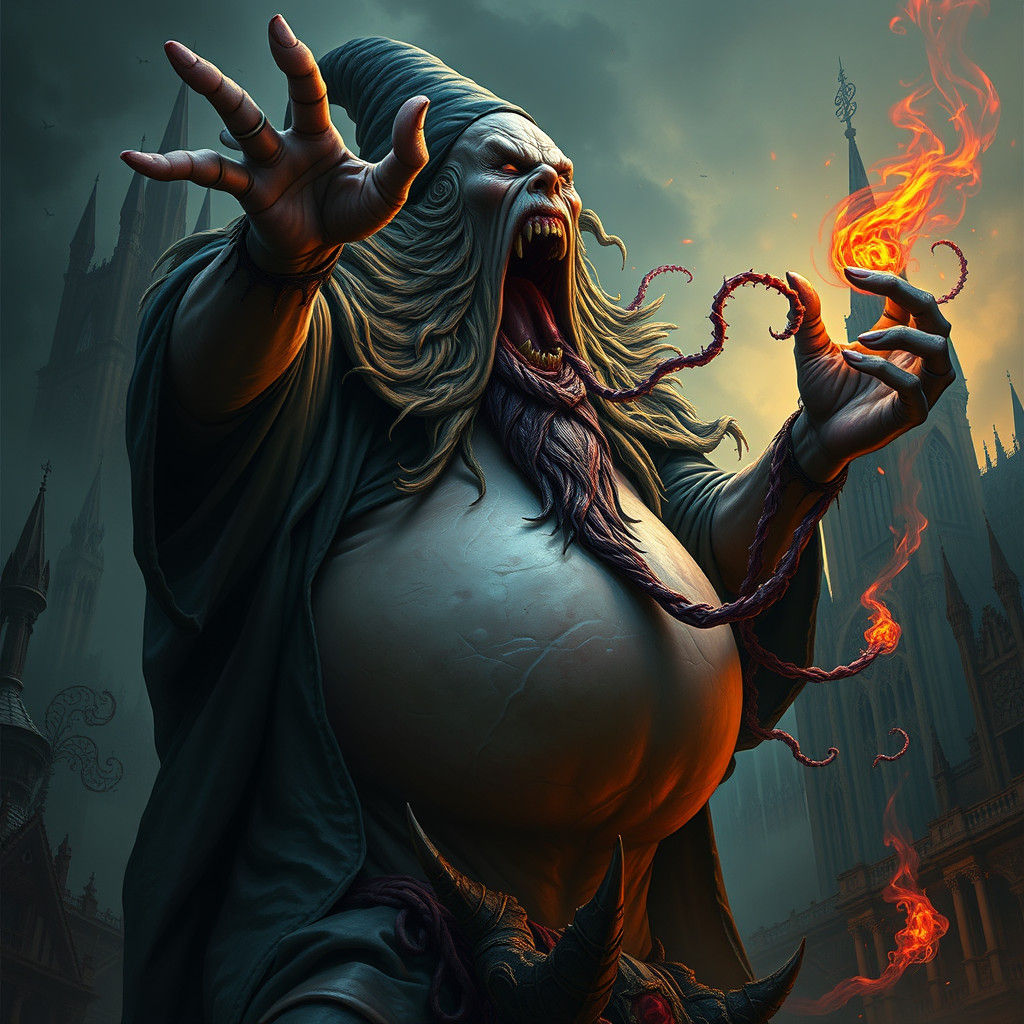 Nightmarish Wizard Screaming in Ecstasy