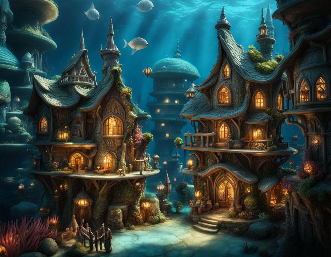 Underwater Fairy Village with Gypsy Girl