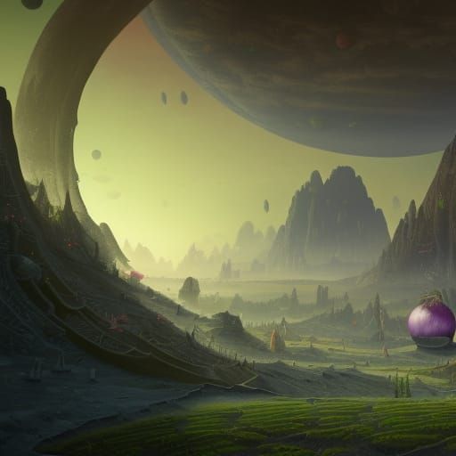 Fantastical Onion Planet Concept Art in 8k