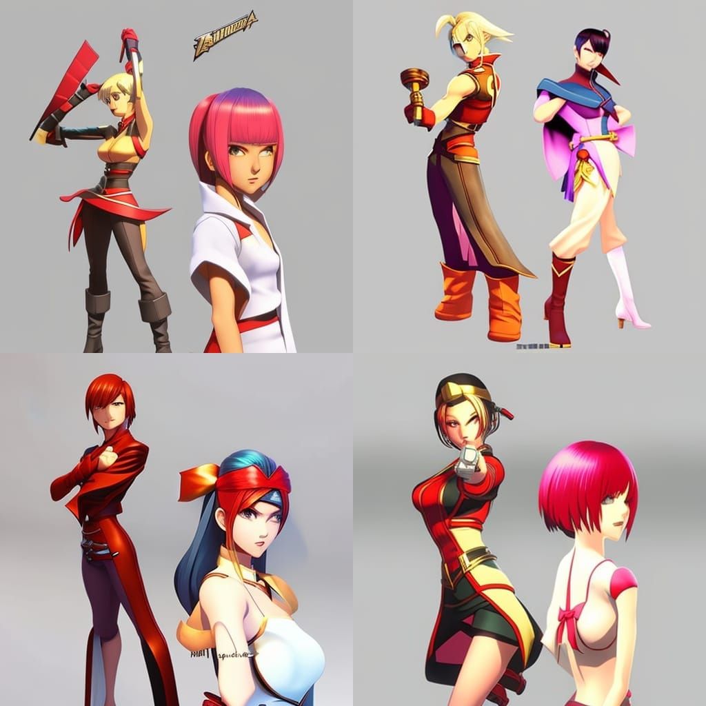 KOF Character Concept Art in Anime Style
