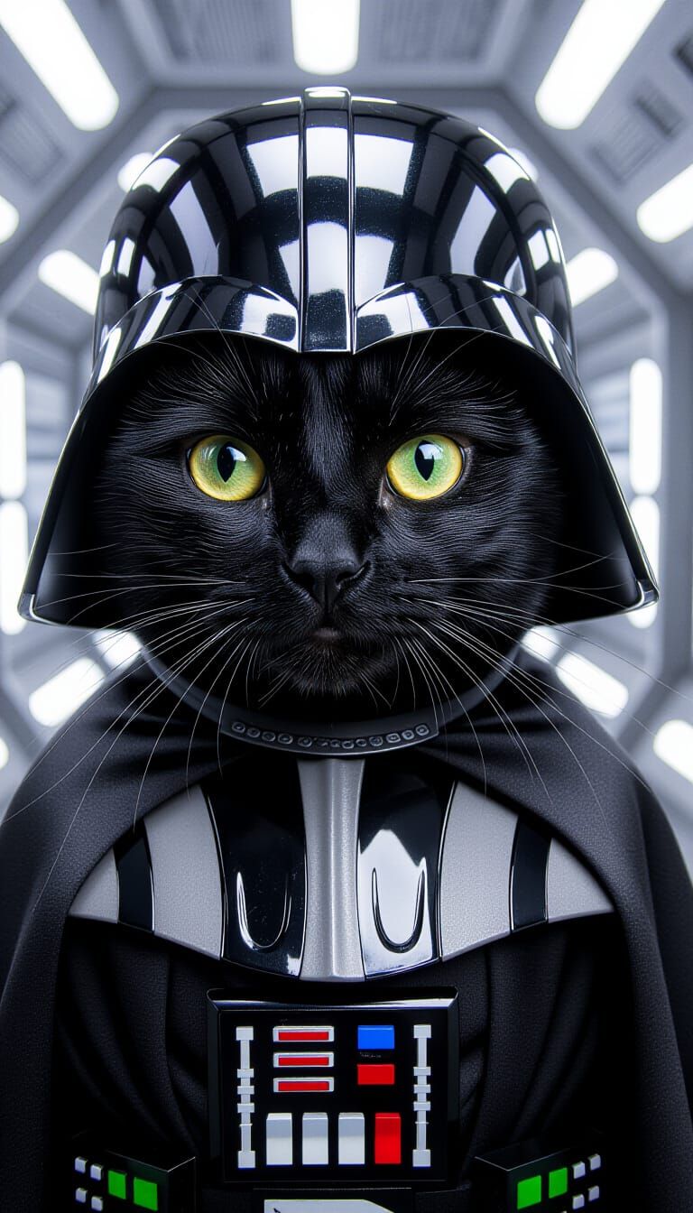 Darth Vader Cat in Spaceship Corridor