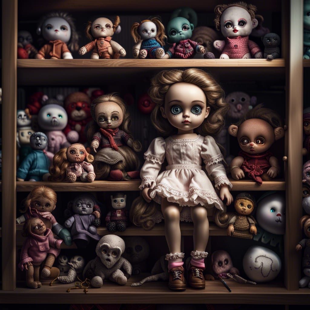 Sinister Possessed Doll Among Toys
