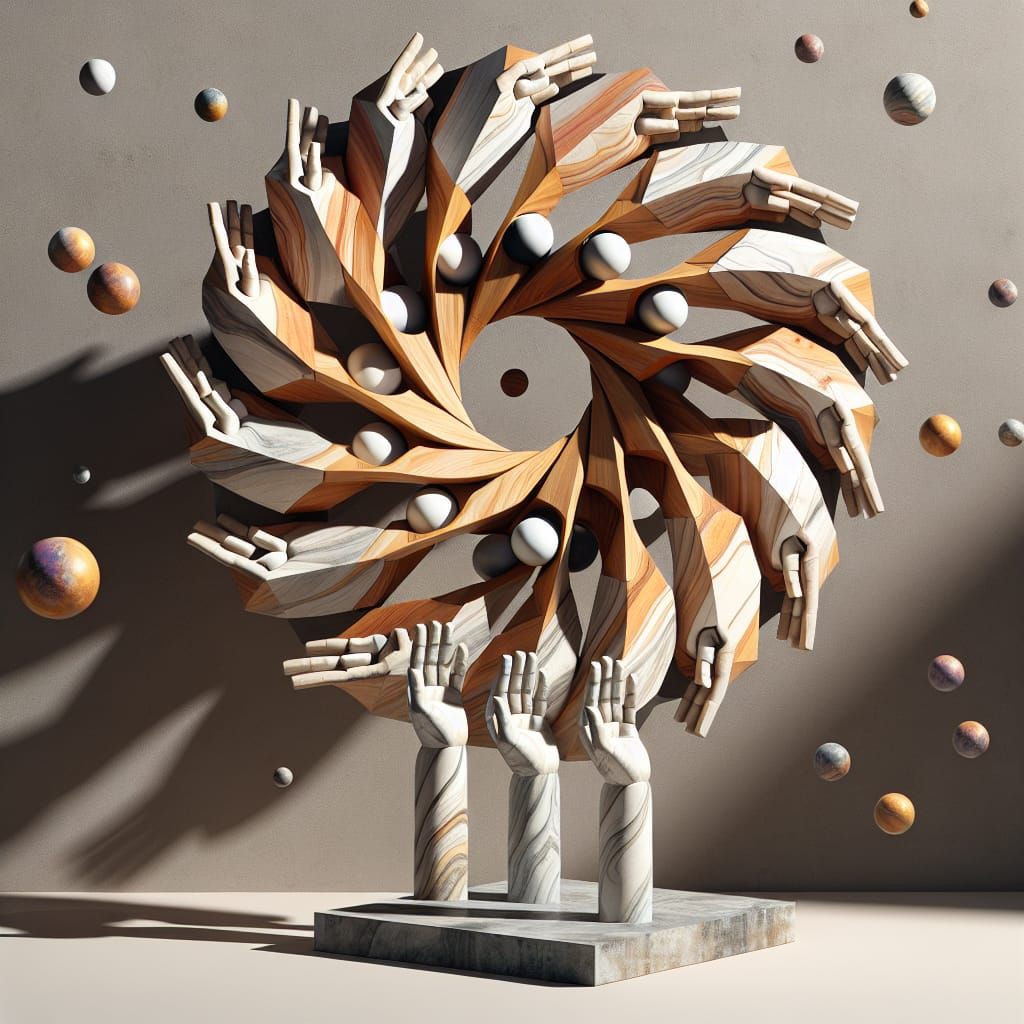 Abstract Kinetic Sculpture with Earth Art Influences