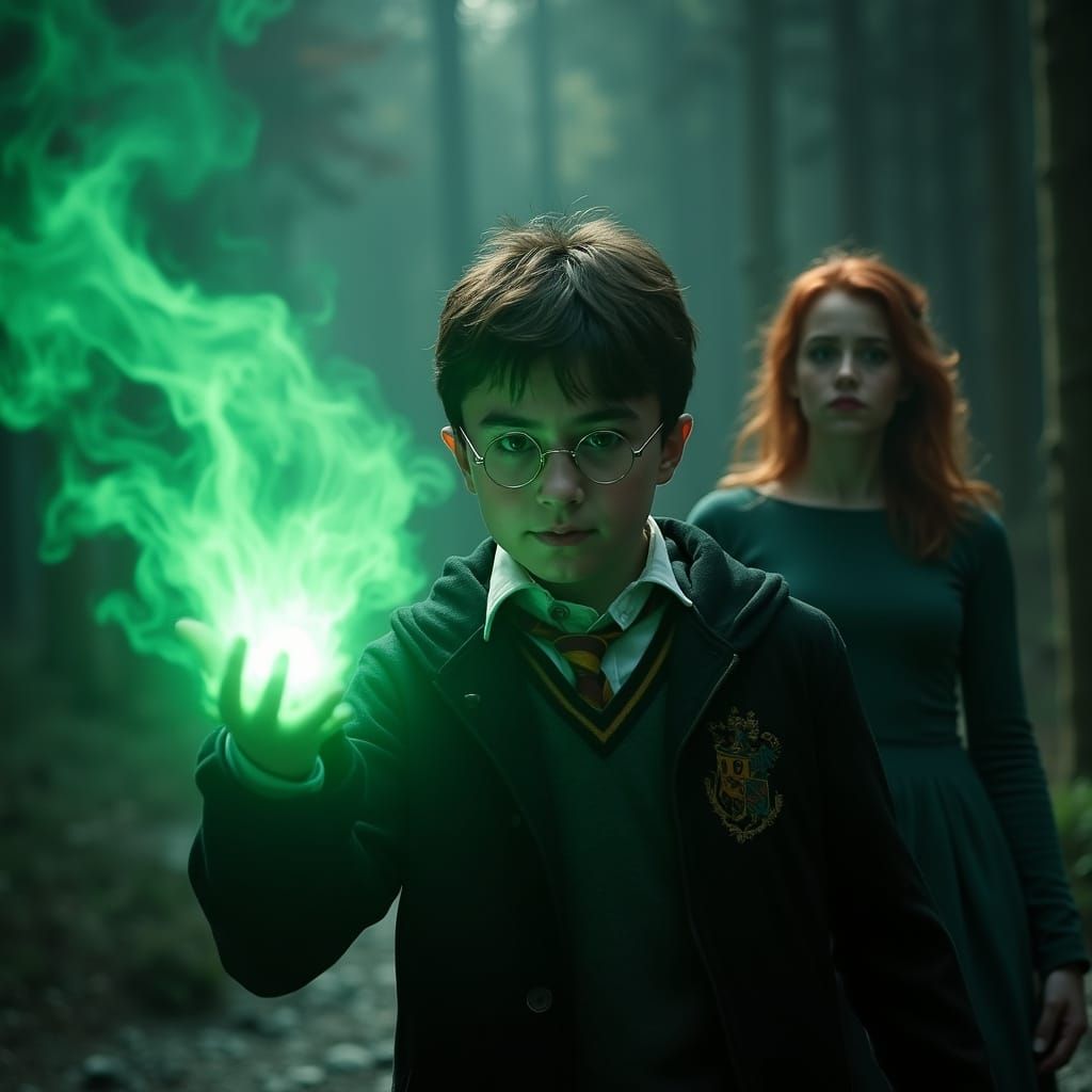 Wizard's Dramatic Spell Caster in Cinematic 35mm Film Style