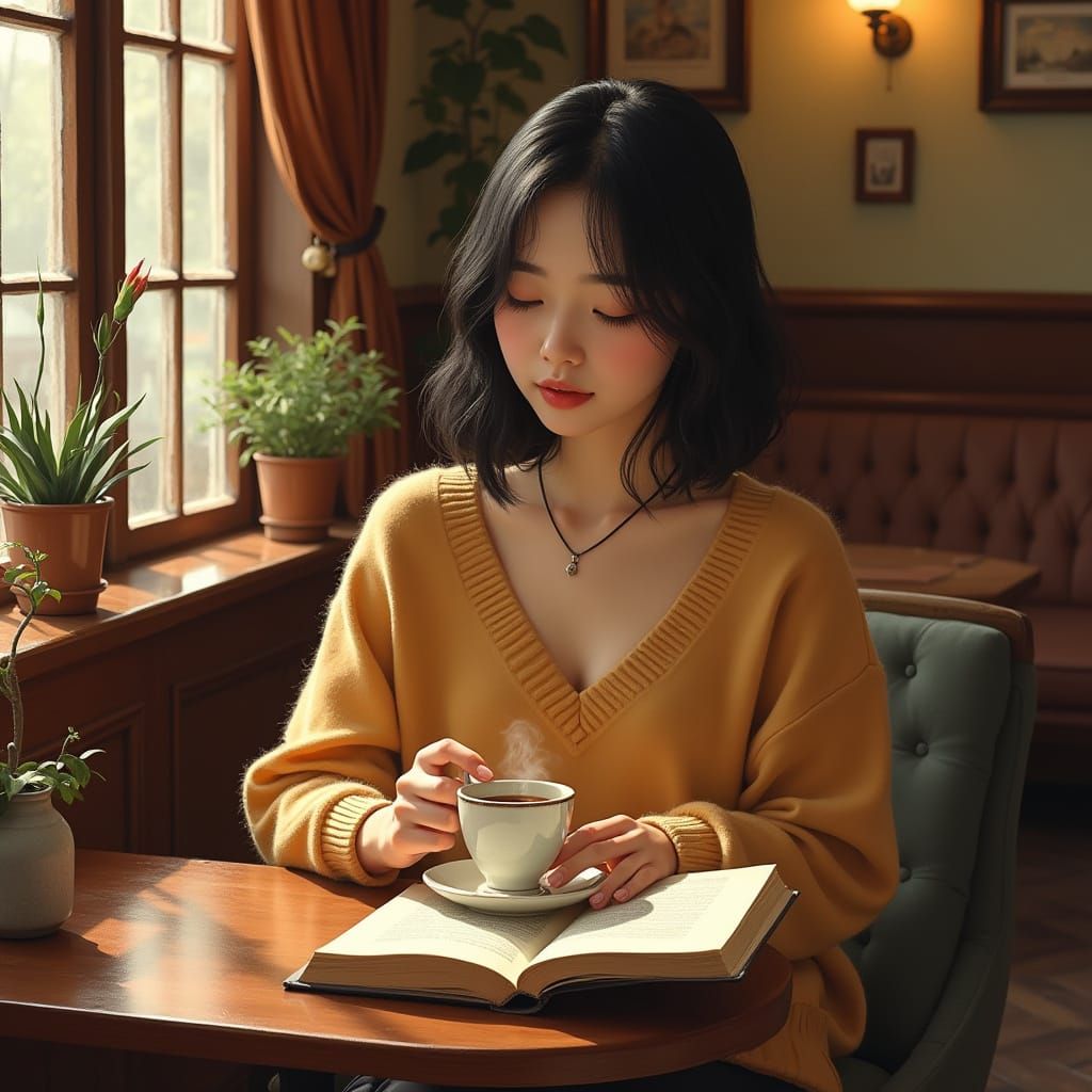 Elegant Morning in a Vintage Cafe