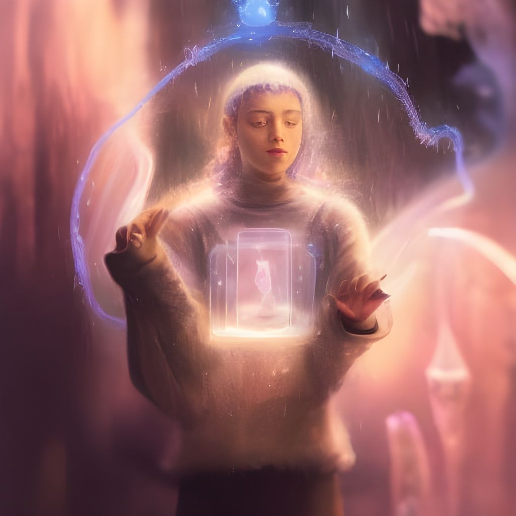 Young Wizard's Magic Practice in Ethereal Landscape
