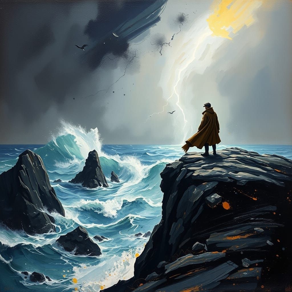 Stormy Seascape in Dramatic, Expressive Style