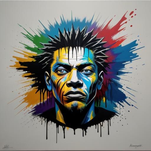 Fearsome Monster on Mountain in Graffiti Art Style