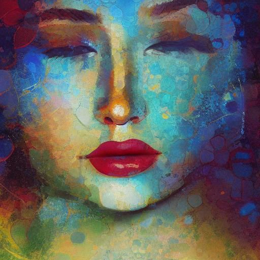 Expressive Gouache Portrait with Mathematical Elements