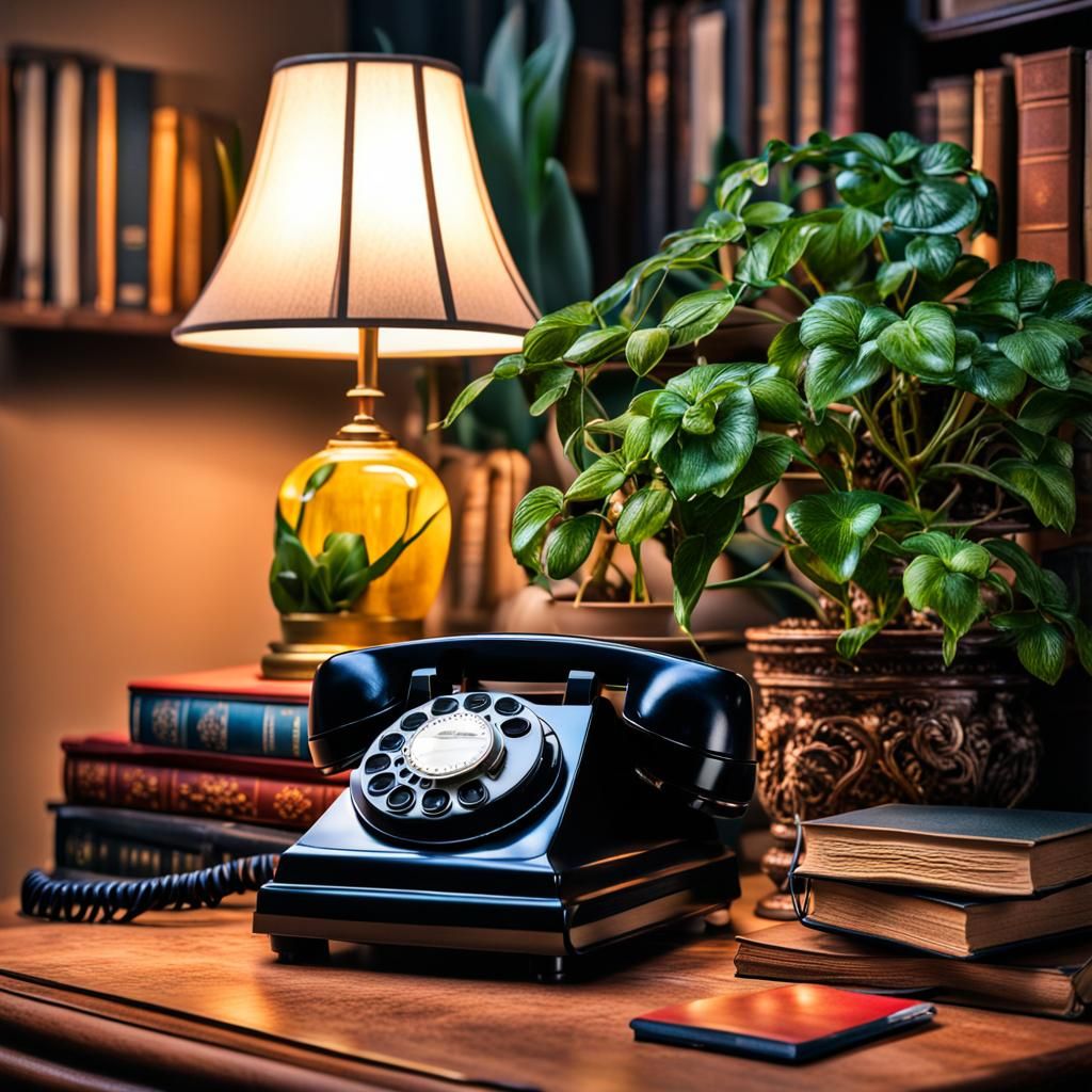 Hyperrealistic Rotary Phone Still Life in Vibrant Colors