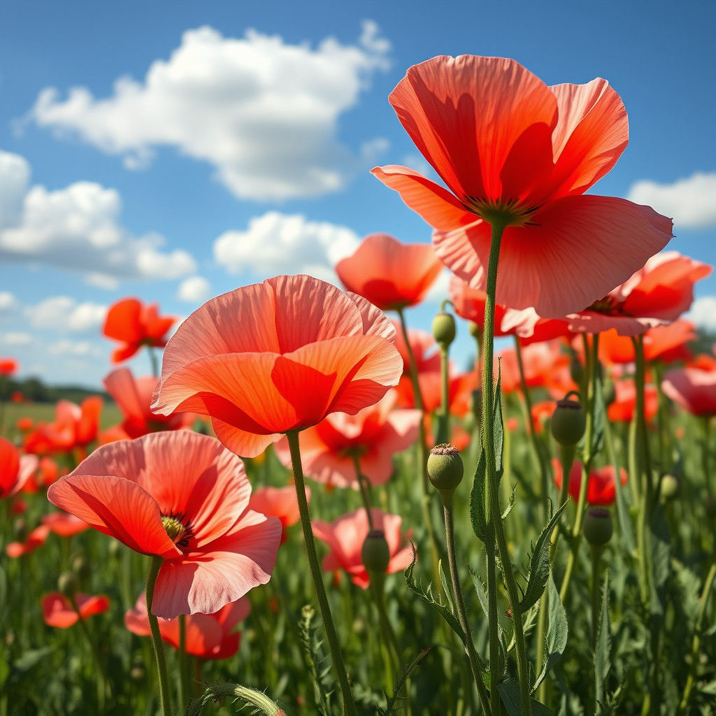 Poppy Field in Impressionist Style