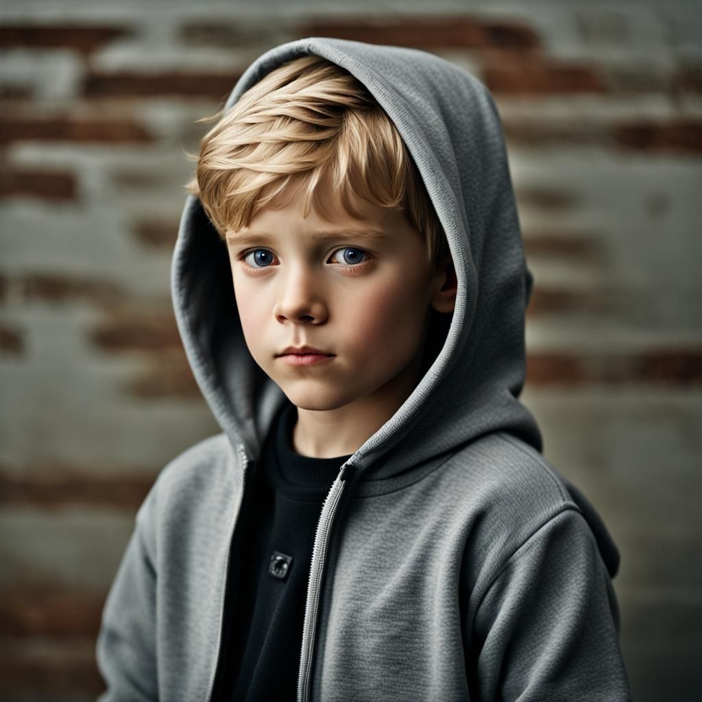 Boy with Hoodie: Realistic Professional Portrait