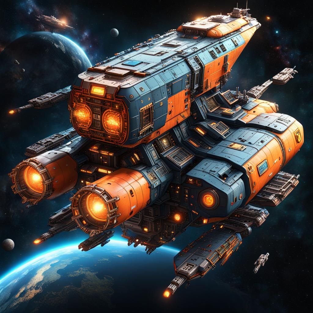 Retro-Futuristic Cargo Ship Reveals Hidden Secrets in Space