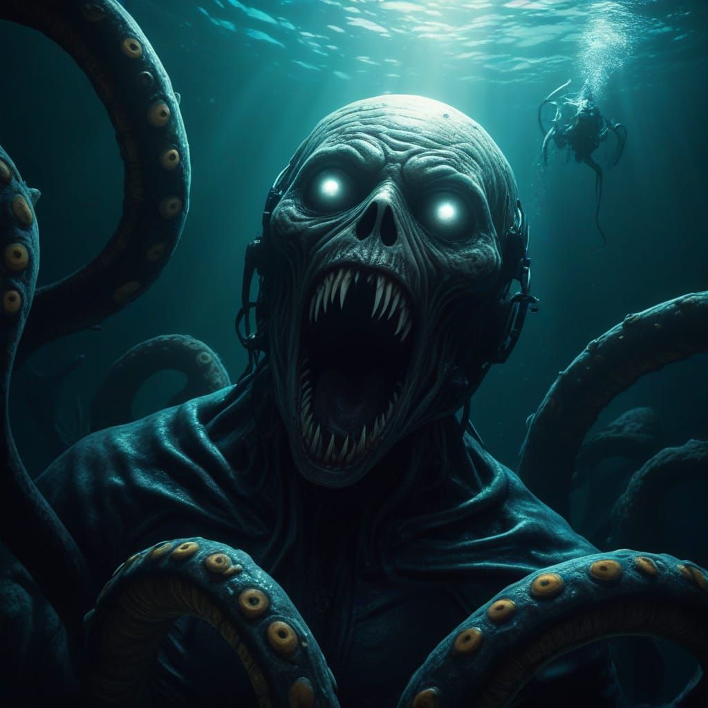 Cosmic Horror Sea Monster Unveiled in Hyperrealistic Underwa...