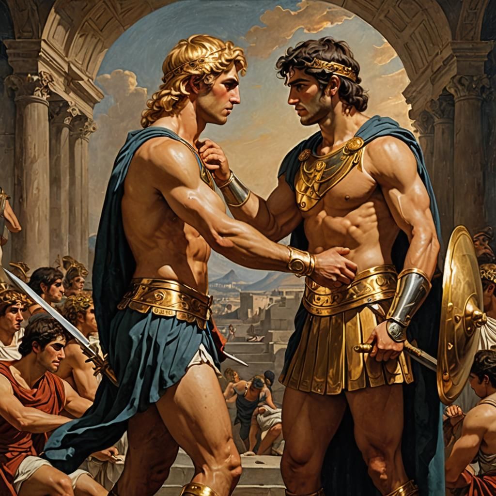 Achilles and Patroclus: A Homeric Epic Painting