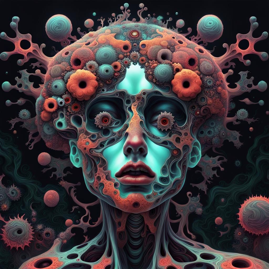Surreal Girl with Organs: Fractal Psychedelic Art
