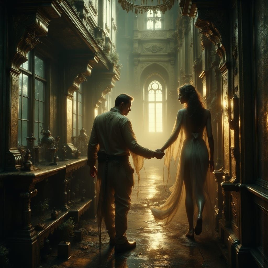 Dramatic Cinematic Scene with Film Grain and Color Grading