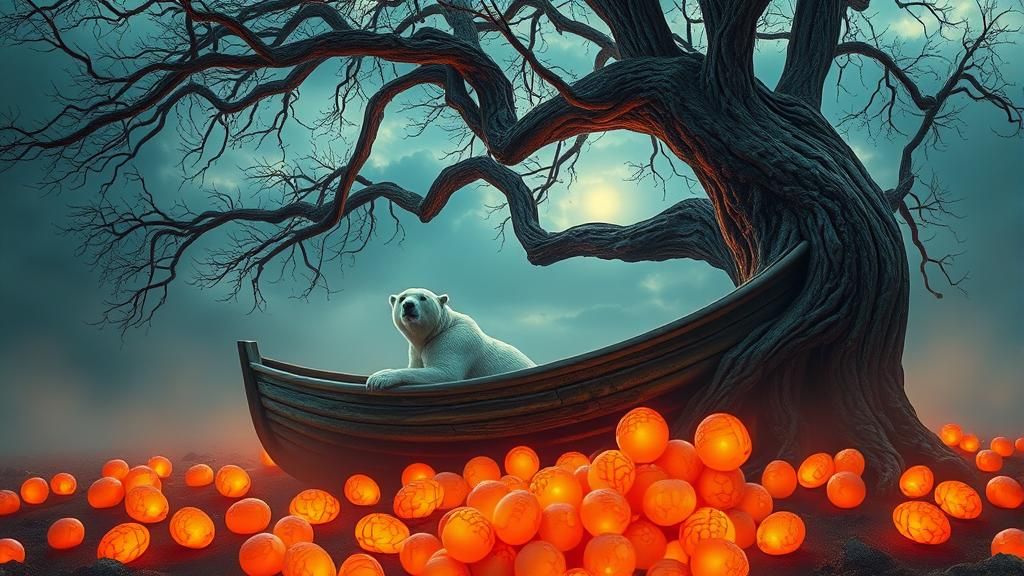 Polar Bear in Dreamlike Twilight, Surreal Art