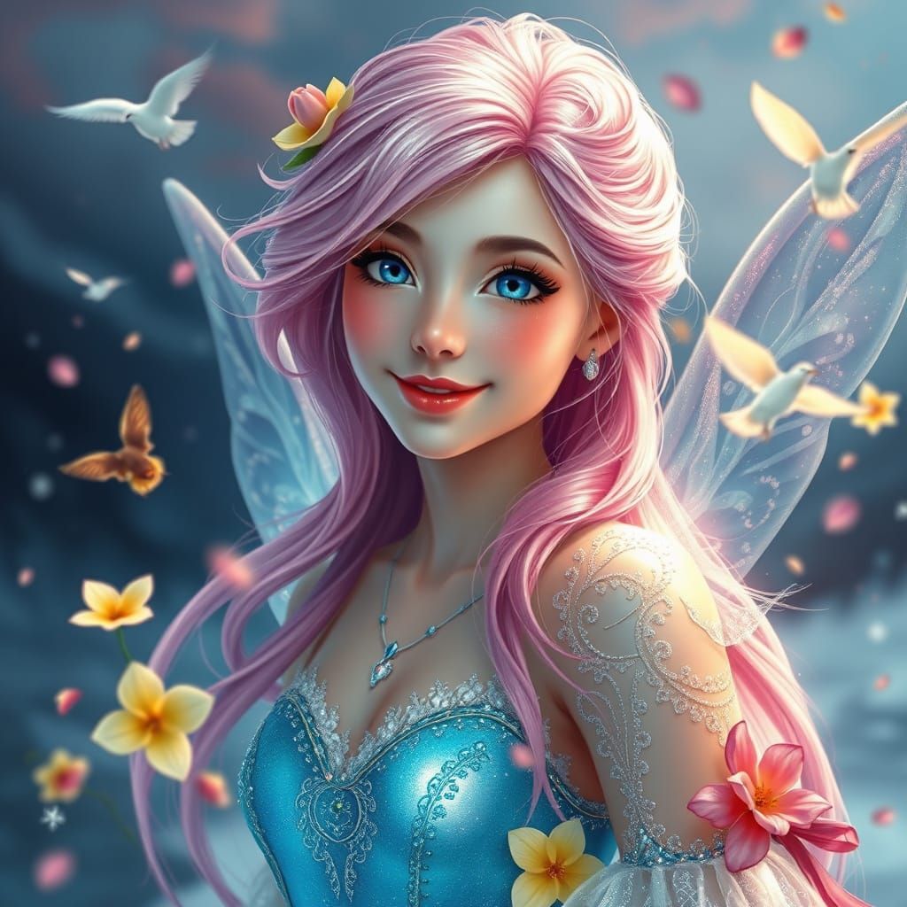 Enchanting Fairy Portrait in Digital Painting Style
