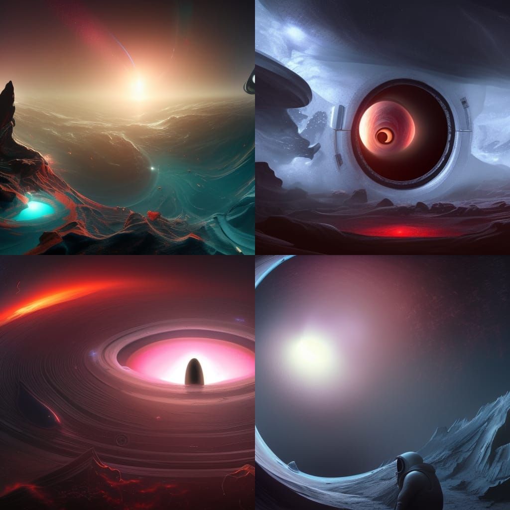 Man Gazing into Black Hole: Detailed Matte Painting